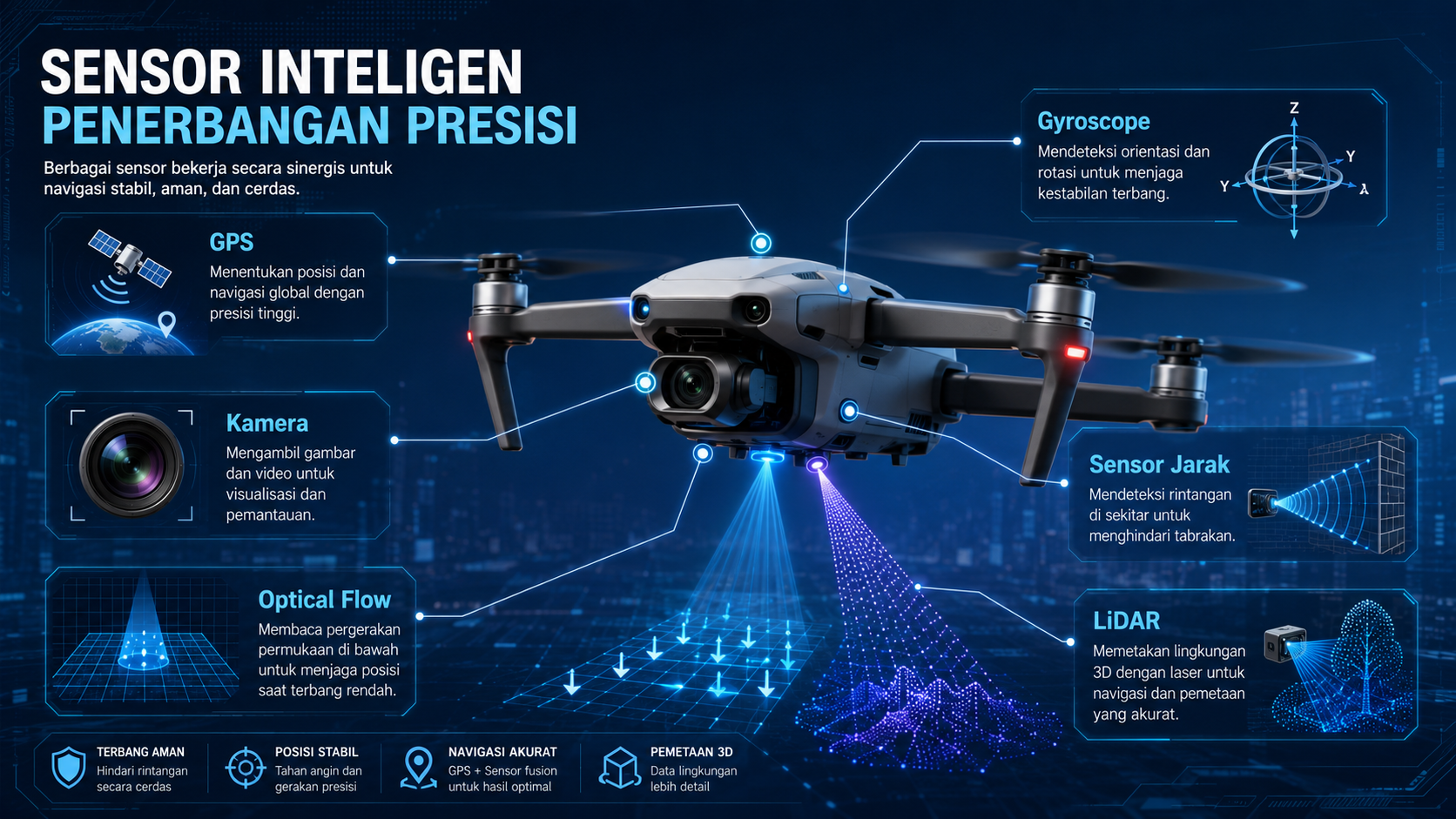 Sensor pada Drone: GPS, Gyroscope, Kamera, Sensor Jarak, Optical Flow, dan LiDAR (tulisan ke 5 dari 9)